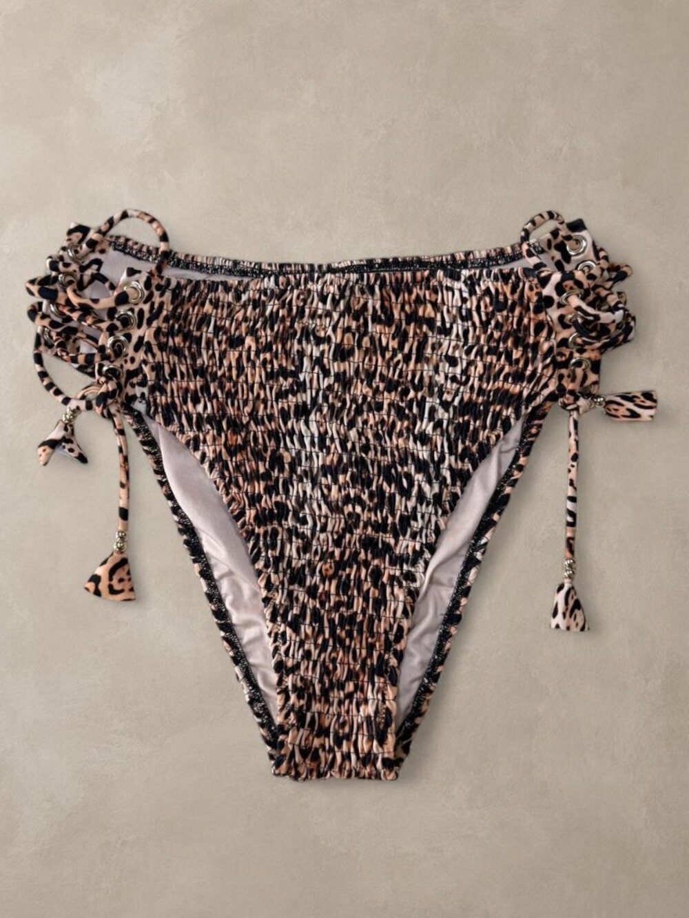 Victoria's Secret Leopard High-Waist Side-Tie Bikini Bottoms - Small